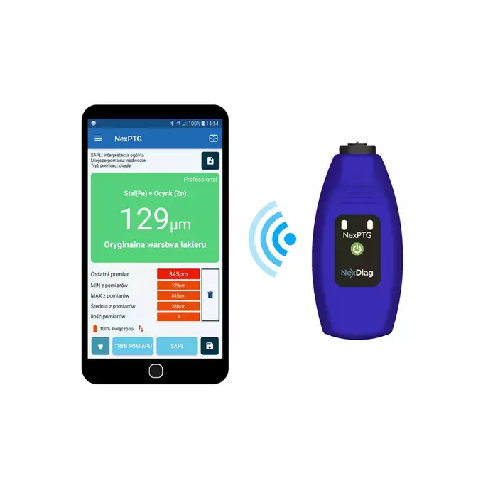 NexPTG Professional – miernik grubości lakieru, dokładność do 1 μm, pomiar na krzywiznach