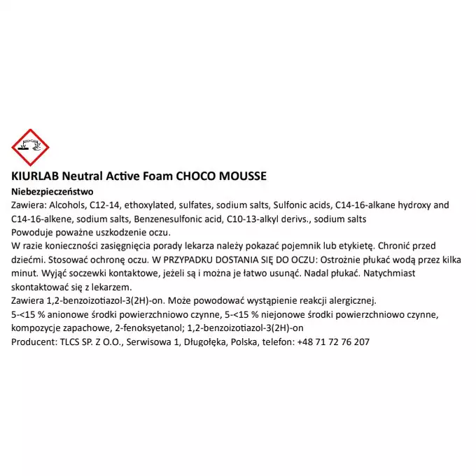 KiurLab Choco Mousse - piana aktywna o neutralnym pH 20L
